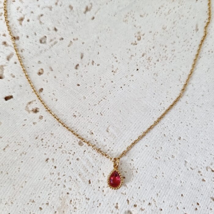 20250324_122319 Ατσάλινο κολιέ δάκρυ με φουξ κρύσταλλο - Image 1