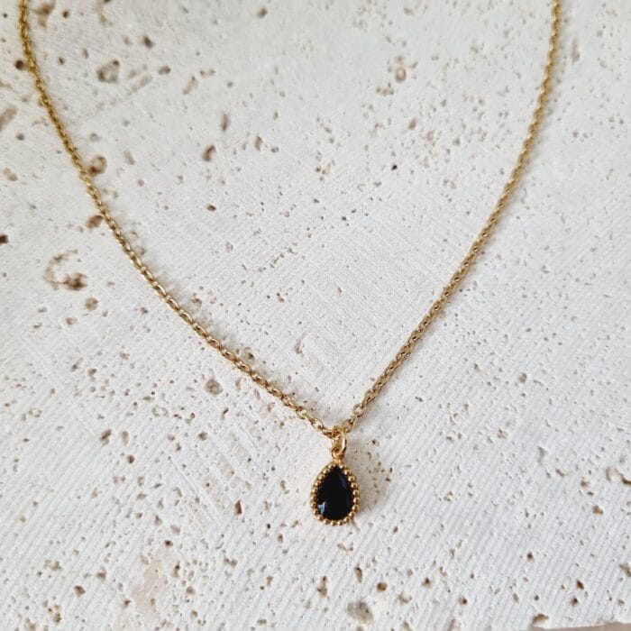 20250324_122359 Ατσάλινο κολιέ δάκρυ με μαύρο κρύσταλλο - Image 1