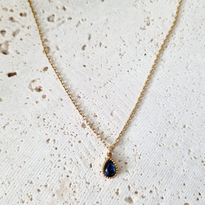 20250324_122630 Ατσάλινο κολιέ δάκρυ με μπλε κρύσταλλο - Image 1