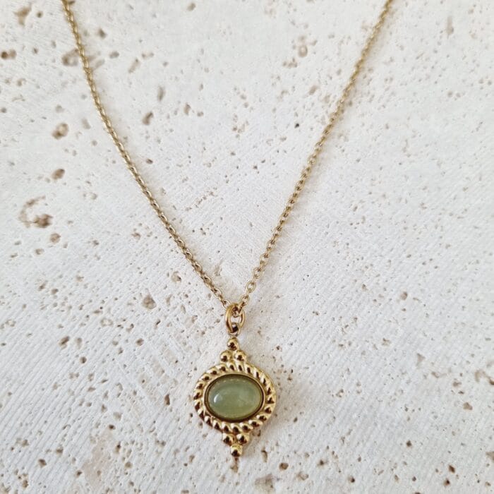 20250327_123408 Ατσάλινο κολιέ με έθνικ στοιχείο με πέτρα - Image 1