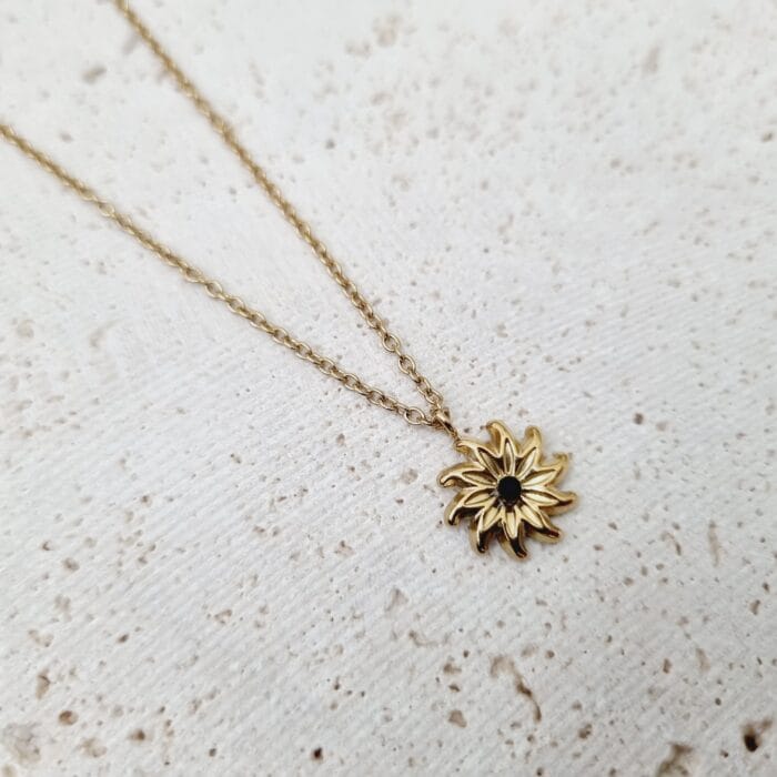 20250328_120625 Ατσάλινο κολιέ λουλούδι με μαύρο στρας - Image 1