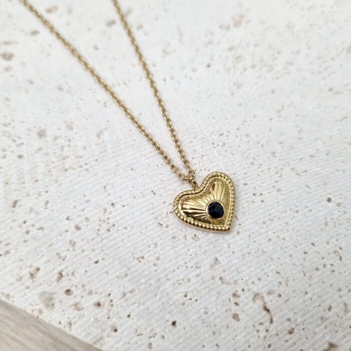 20250328_120702 Ατσάλινο κολιέ καρδιά με μαύρο στρας - Image 1