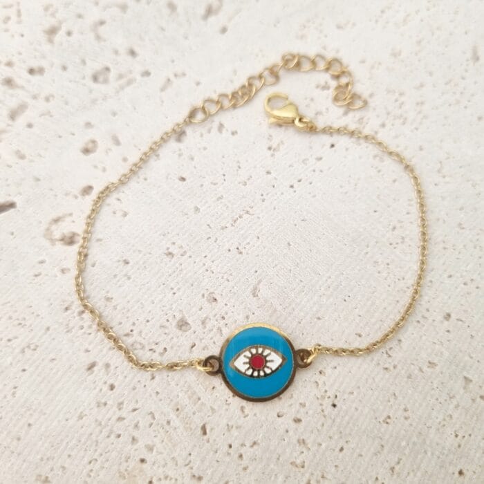 Ατσάλινο βραχιόλι στρόγγυλο μάτι με σμάλτο - Image 1