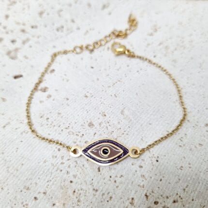 Ατσάλινο βραχιόλι μάτι με σμάλτο