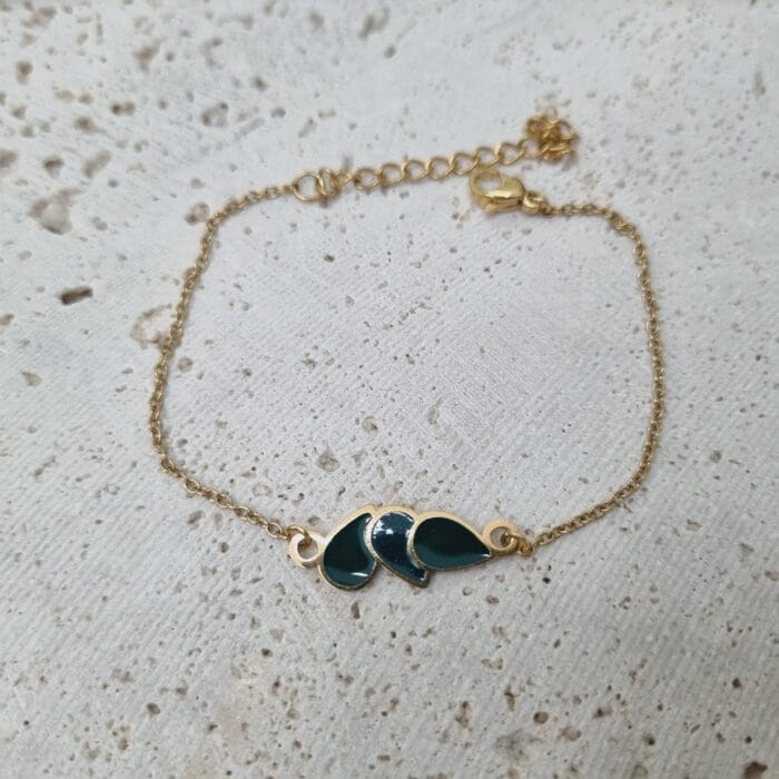 20250408_123251 Ατσάλινο βραχιόλι σταγόνες με πράσινο σμάλτο - Image 1