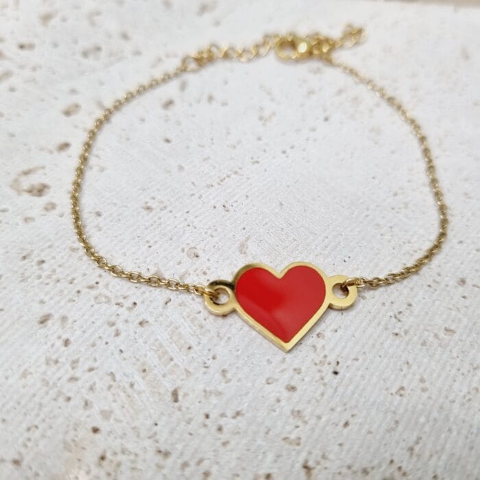 20250408_201436 Ατσάλινο βραχιόλι καρδιά με κόκκινο σμάλτο - Image 1