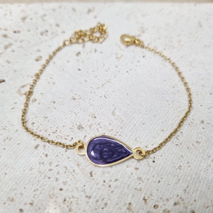 20250408_203204 Ατσάλινο βραχιόλι δάκρυ με μωβ σμάλτο - Image 1