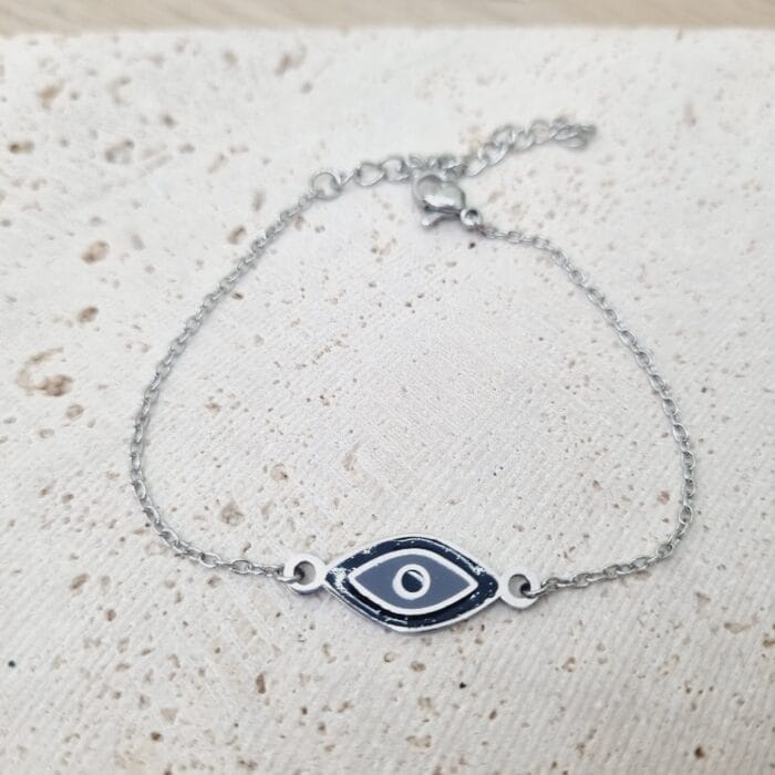 Ατσάλινο βραχιόλι μάτι με σμάλτο - Image 1