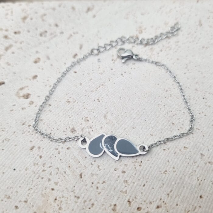 20250412_141840 Ατσάλινο βραχιόλι σταγόνες με γκρι σμάλτο - Image 1