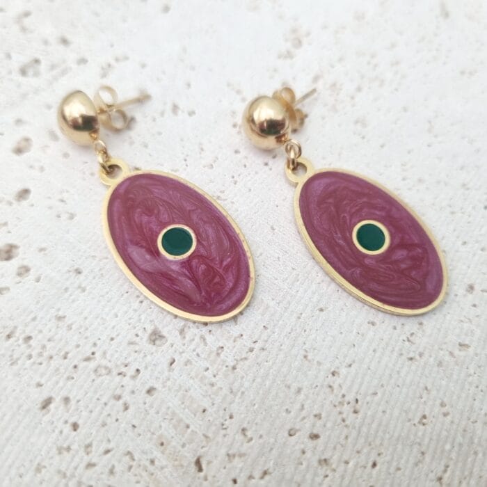 Ατσάλινο κρεμαστό σκουλαρίκι οβάλ - Image 1