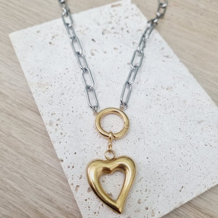 Ατσάλινο κολιέ με καρδιά - Image 1