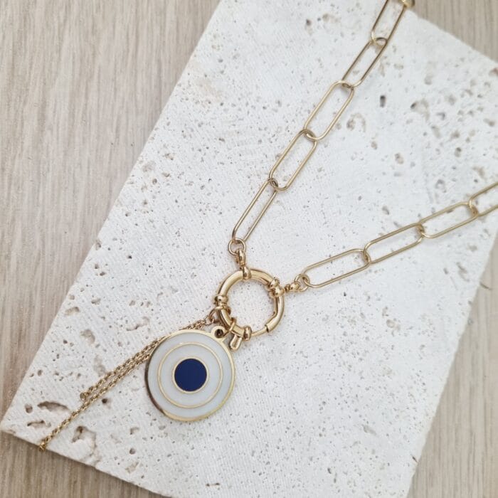 20250415_191209 Ατσάλινο κολιέ με στρόγγυλο στοιχείο με σμάλτο - Image 1