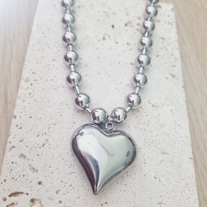 Ατσάλινο κολιέ μεγάλη καρδιά - Image 2