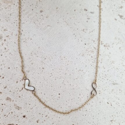 Ατσάλινο κολιέ με καρδιά και άπειρο