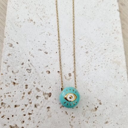 Ατσάλινο κολιέ στρόγγυλο μεγάλο μάτι