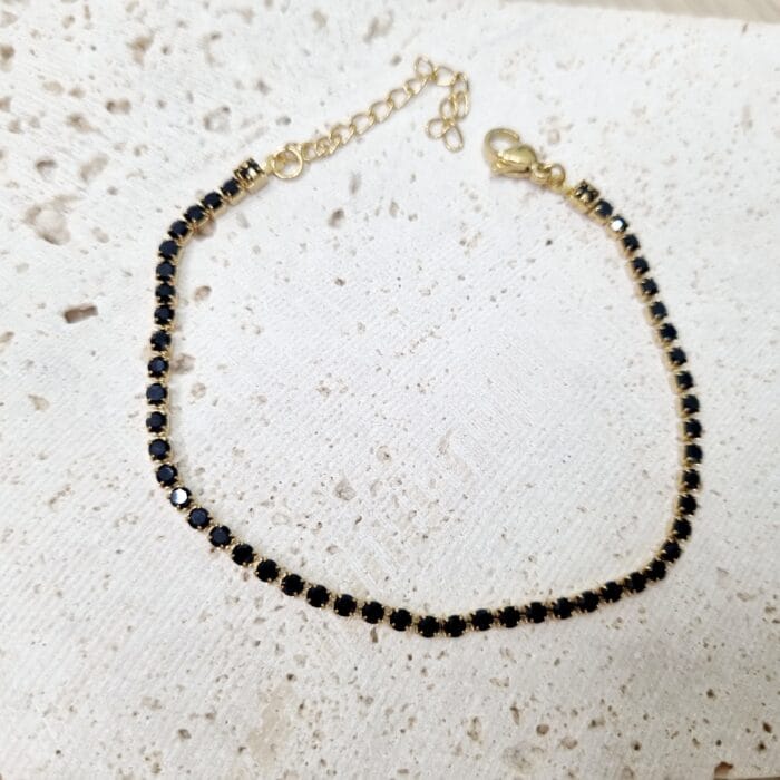 Ατσάλινο βραχιόλι αλυσίδα με στρας - Image 5