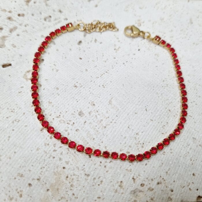 Ατσάλινο βραχιόλι αλυσίδα με στρας - Image 4