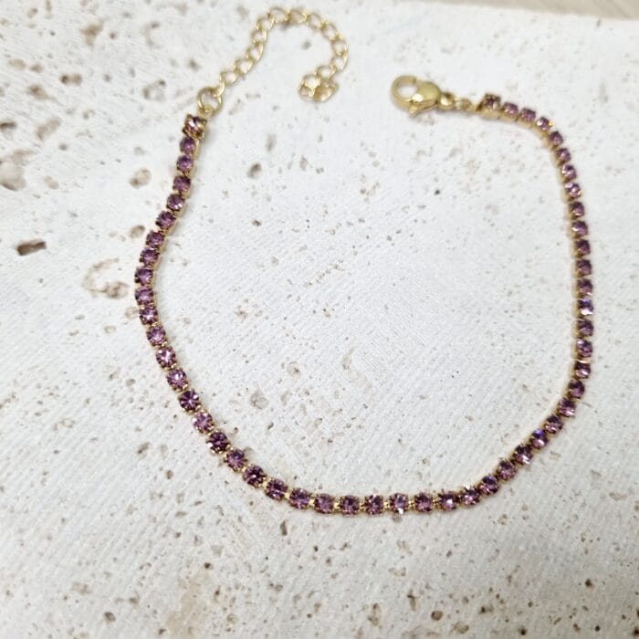 Ατσάλινο βραχιόλι αλυσίδα με στρας - Image 3