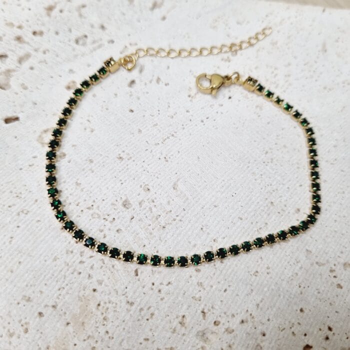 Ατσάλινο βραχιόλι αλυσίδα με στρας - Image 2