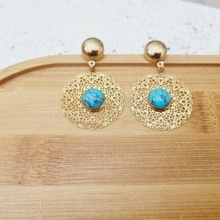 Ατσάλινα σκουλαρίκια κρεμαστά με πέτρα