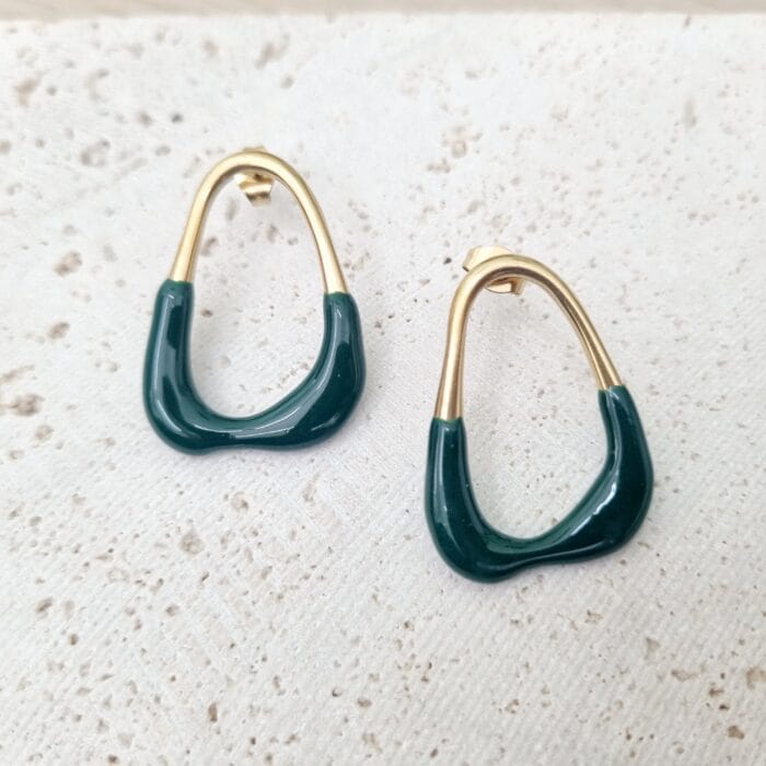 20250618_131637 Ατσάλινα σκουλαρίκια με πράσινο σμάλτο - Image 1