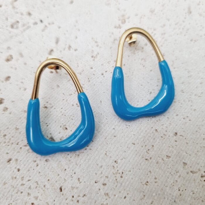 20250618_132128 Ατσάλινα σκουλαρίκια με μπλε σμάλτο - Image 1