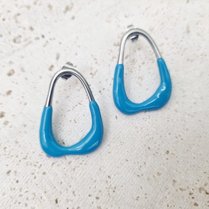 20250618_132418 Ατσάλινα σκουλαρίκια με μπλε σμάλτο - Image 1
