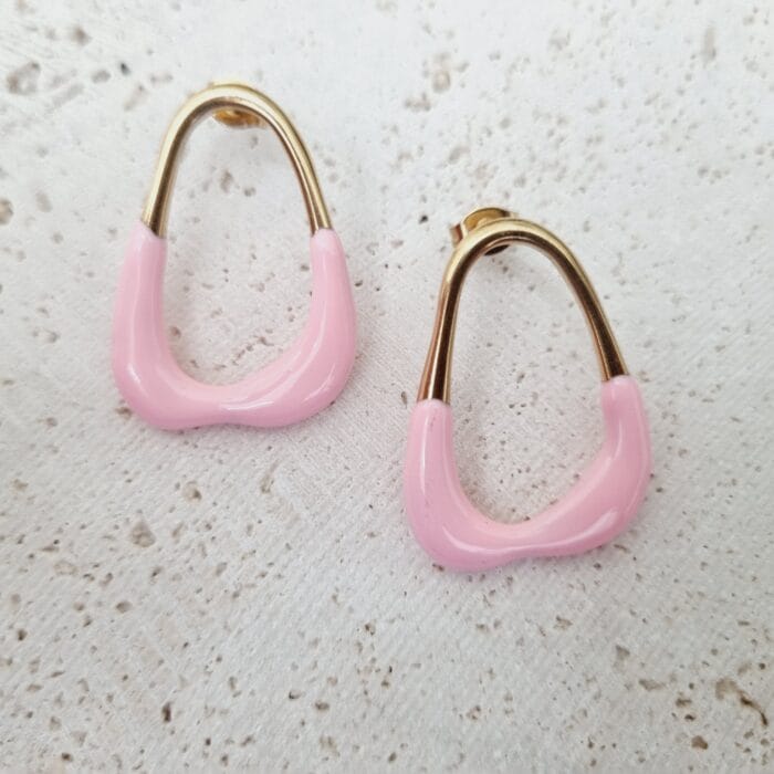 20250618_132651 Ατσάλινα σκουλαρίκια με ροζ σμάλτο - Image 1