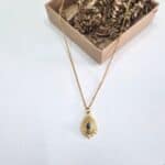 Ατσάλινο κολιέ με έθνικ στοιχείο με ημιπολύτιμο λίθο - Image 2