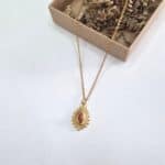 Ατσάλινο κολιέ με έθνικ στοιχείο με ημιπολύτιμο λίθο - Image 3