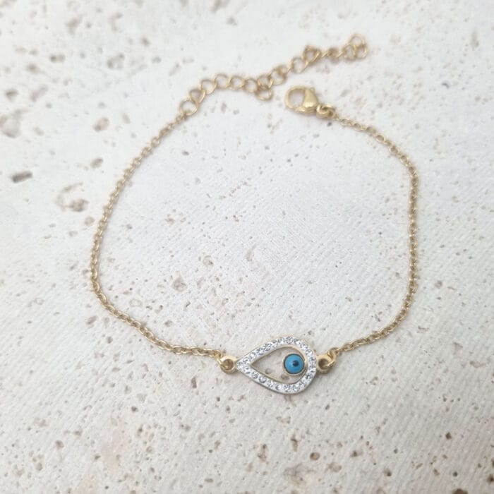 9 Ατσάλινο βραχιόλι με μάτι με διάφανα στρας - Image 1