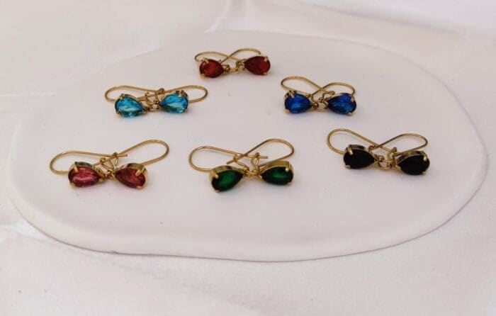 Ατσάλινα σκουλαρίκια σταγόνες με κρύσταλλα - Image 1