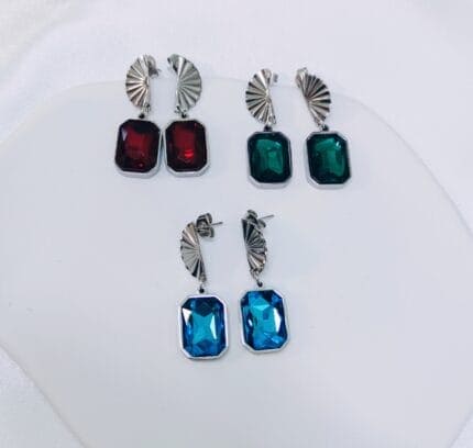 Ατσάλινα σκουλαρίκια με κρύσταλλα