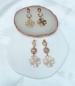 Ατσάλινα σκουλαρίκια τριφύλλια με στρας