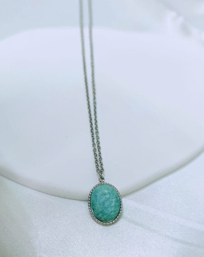 IMG_20240229_201936 Ατσάλινο κολιέ με ημιπολύτιμο λίθο - Image 1