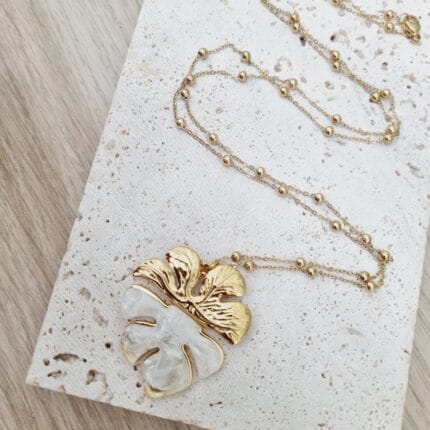 Ατσάλινο μακρύ κολιέ φύλλο