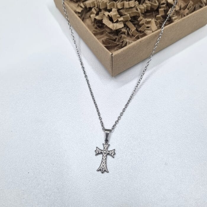 Ατσάλινο κολιέ με σταυρό - Image 2