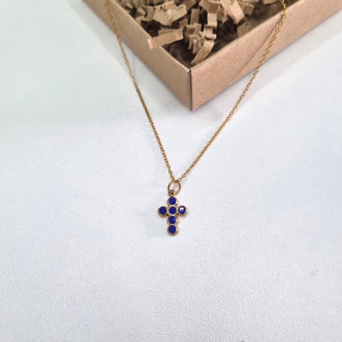 20251003_1104442 Ατσάλινο κολιέ με σταυρό με στρας - Image 1