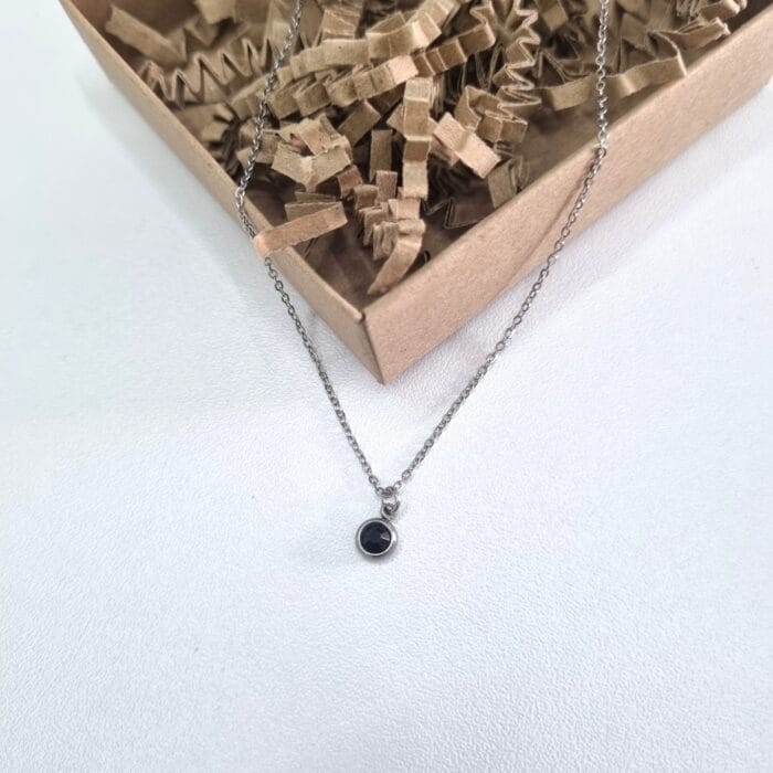 Ατσάλινο κολιέ με στρόγγυλο μικρό στρας - Image 7