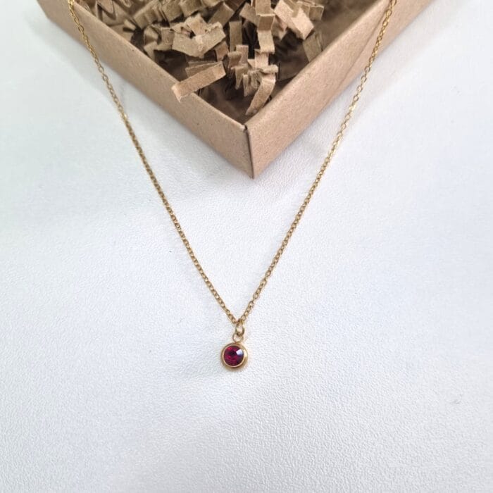 Ατσάλινο κολιέ με στρόγγυλο μικρό στρας - Image 6