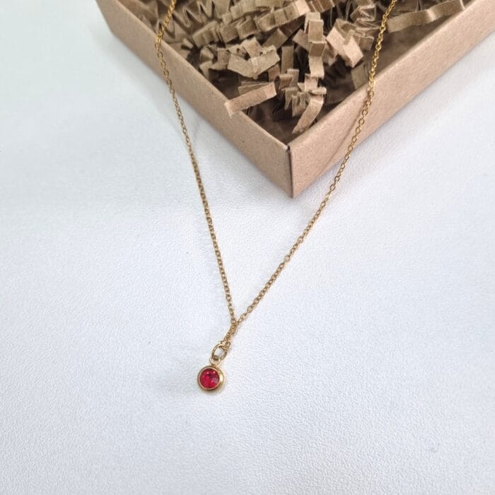 Ατσάλινο κολιέ με στρόγγυλο μικρό στρας - Image 5