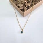 Ατσάλινο κολιέ με στρόγγυλο μικρό στρας - Image 4