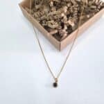 Ατσάλινο κολιέ με στρόγγυλο μικρό στρας - Image 3