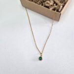 Ατσάλινο κολιέ με στρόγγυλο μικρό στρας