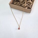 Ατσάλινο κολιέ με στρόγγυλο μικρό στρας - Image 2