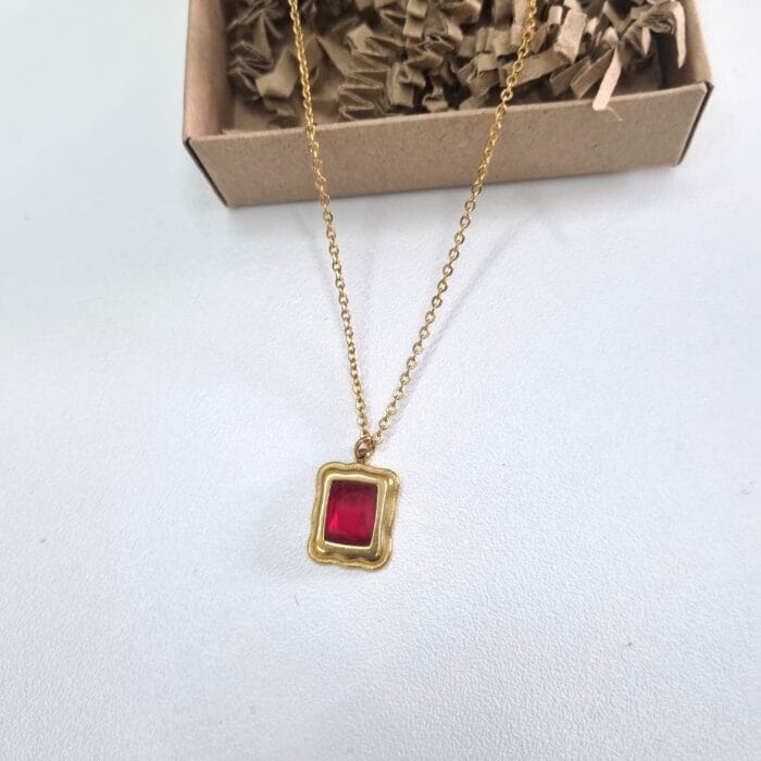 Ατσάλινο κολιέ με κρύσταλλο - Image 1