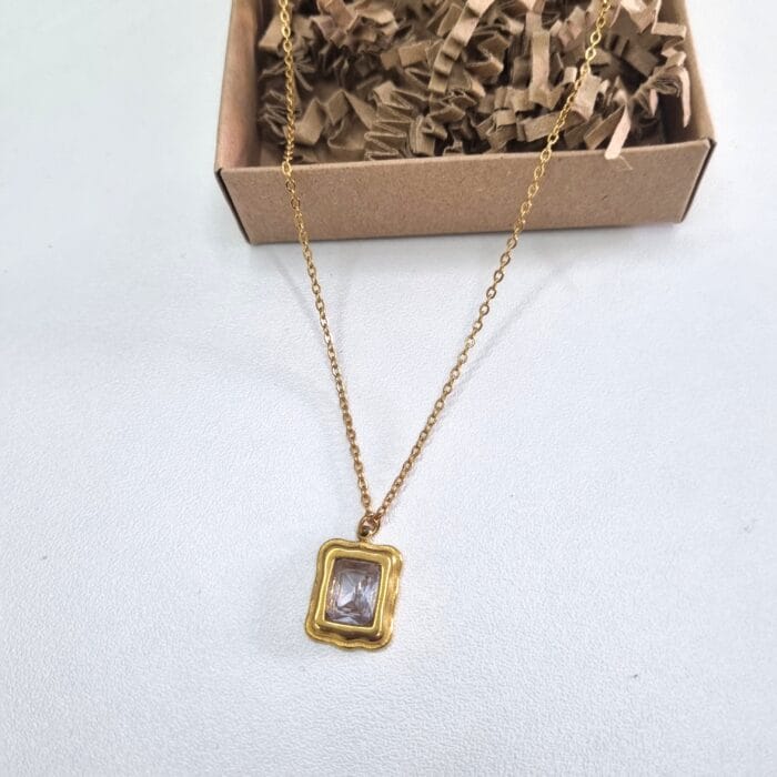 Ατσάλινο κολιέ με κρύσταλλο - Image 2