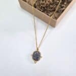 Ατσάλινο κολιέ με στοιχείο με στρας - Image 2