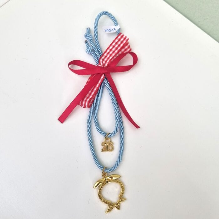 42 Κρεμαστό Γούρι 2026 - Ρόδι με γαλάζιο κορδονι - Image 1