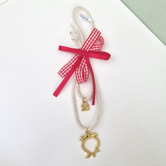 44 Κρεμαστό Γούρι 2026 - Ρόδι με εκρού κορδόνι - Image 1